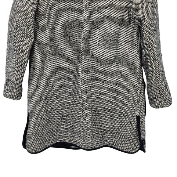 Vtg 70s Petite Tweed Long Line Coat Sz PS Black White Contrast Trim Twee Winter - Picture 12 of 13